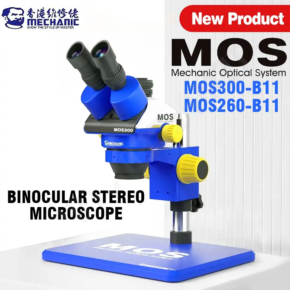 Stereo Trinocular Microscope Pcb - Mecânico MOS260-B11/MOS300-B11HD microscópio estéreo binocular/trinocular para