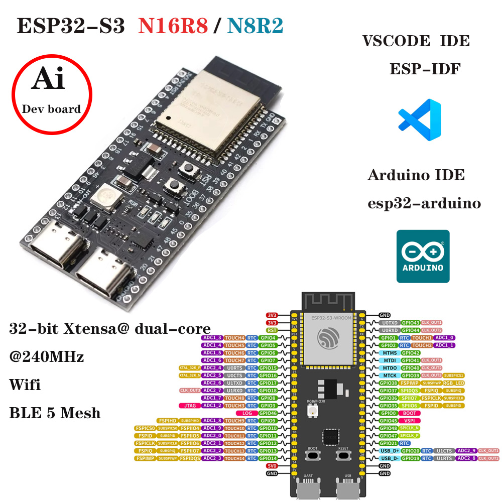 Esp32 S3 Development Board Lot - Placas de Desenvolvimento ESP32-S3 com Kit