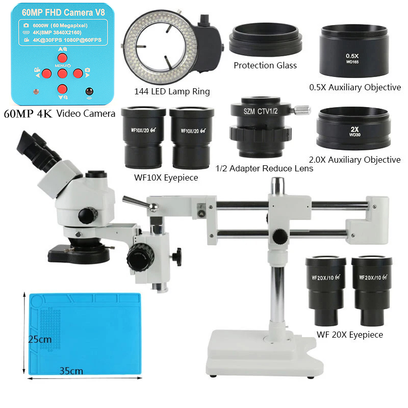 Stereo Trinocular Microscope Pcb - 3.5x 90x 180x simul-foco duplo boom