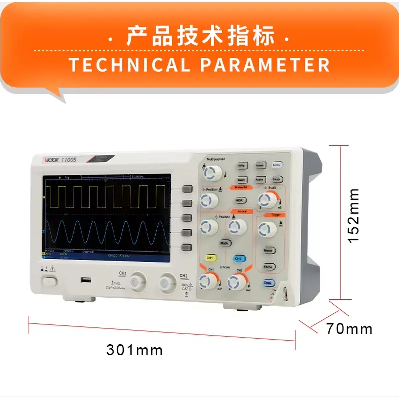 Osciloscópio VICTOR 1100S com  - Digital Storage Oscilloscope 100Mhz avaliação e preço