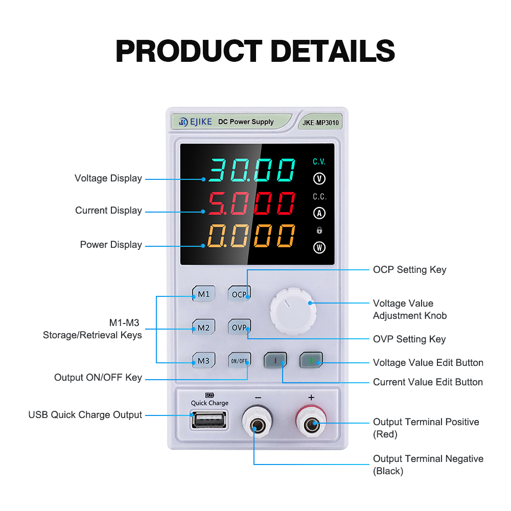 Fonte de Alimentação DC EJIKE  - Programmable Dc Power Supply 30V 10A avaliação e preço